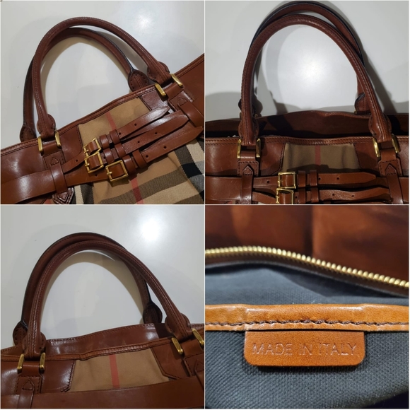 Burberry Large Landscape Lynher House Check Canvas & Smooth Leather Tote Bag - Picture 7 of 16